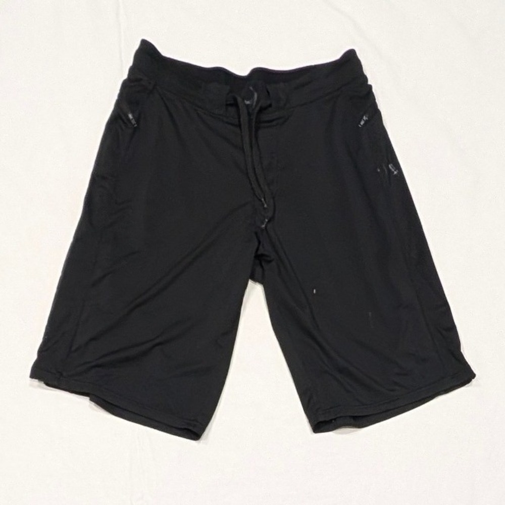 Hylete Mens Athletic Training Shorts Black Drawstring Zipper Pockets Medium Long